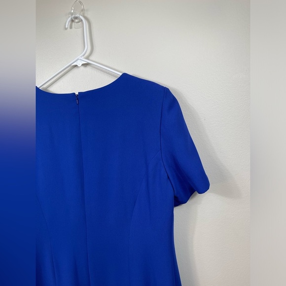 LizCaliborne Elegant Blue Dress with Unique Neckline Career Classic Summer Sz 14 - Picture 9 of 13